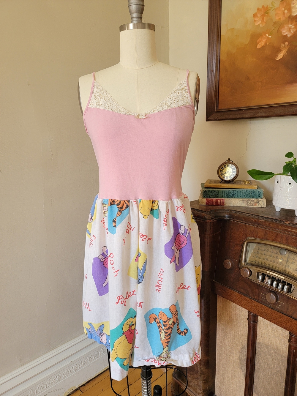 Handmade Upcycled Vibtage Sheet Dress Winnie The POOH Dress Large XL